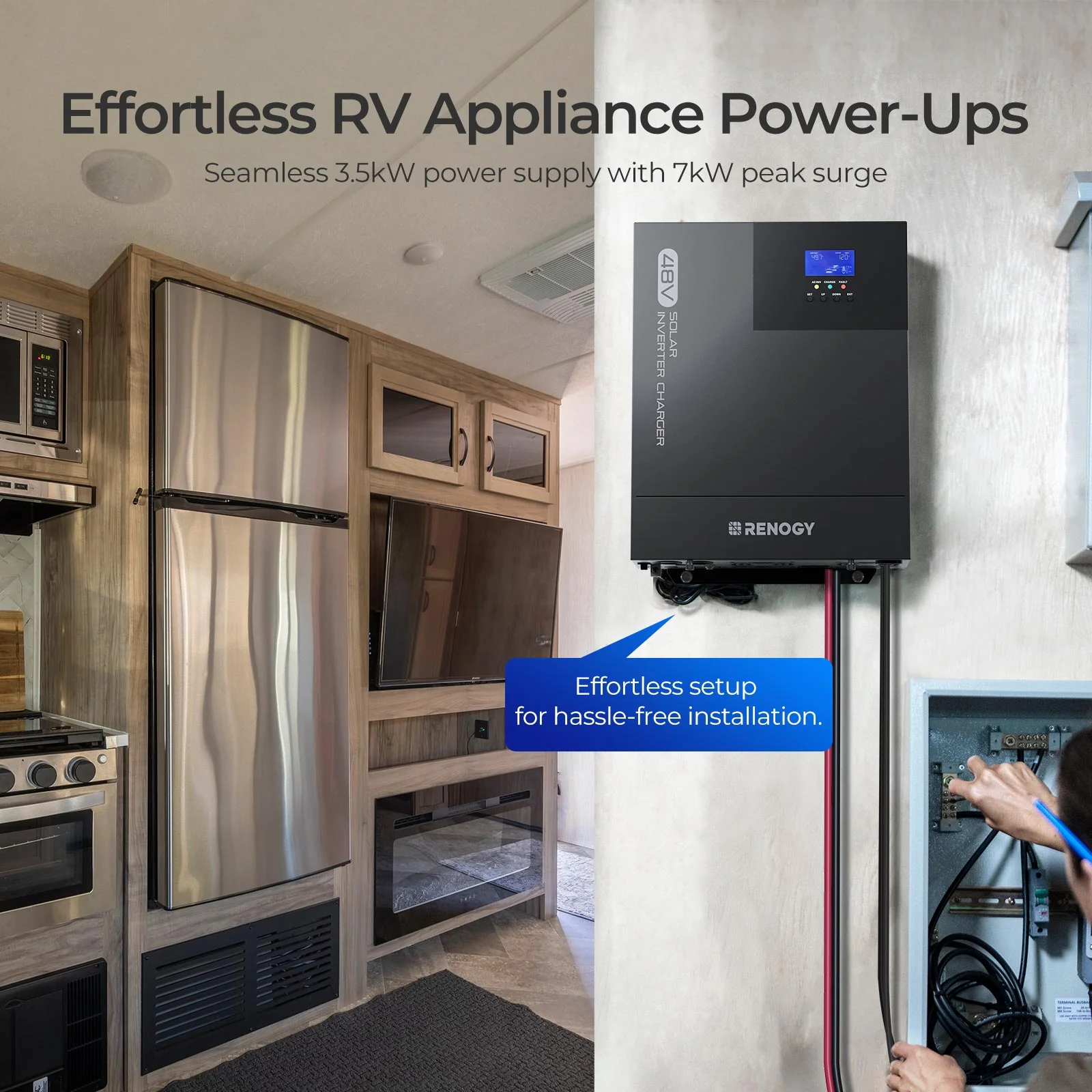 48V Premium Backup System – 50Ah Self-Heating LiFePO4 Battery & 3500W Pure Sine Wave Solar Inverter Charger - Image 12