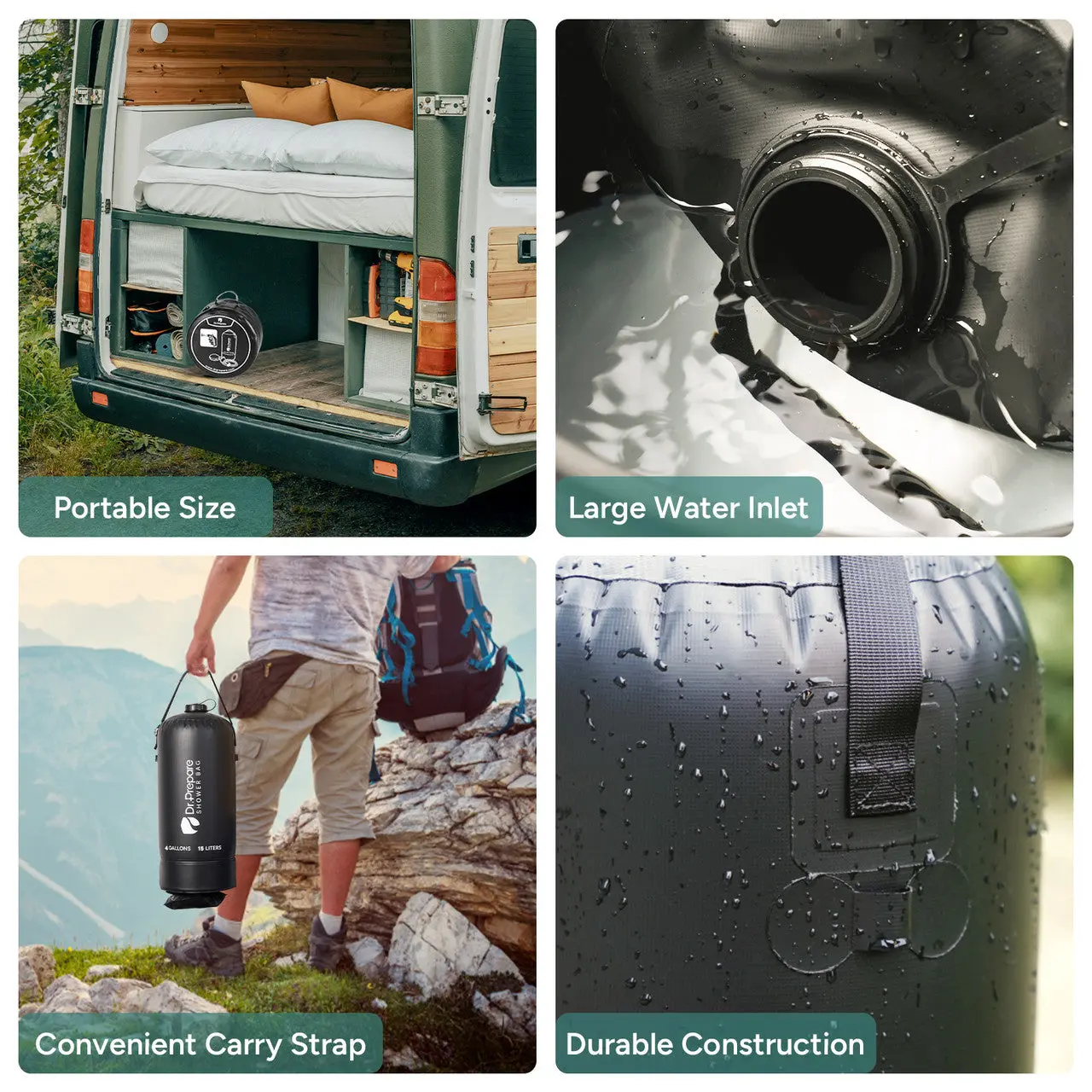 Dr.Prepare 15L Portable Camping Shower Kit with Foot Pump - Image 15
