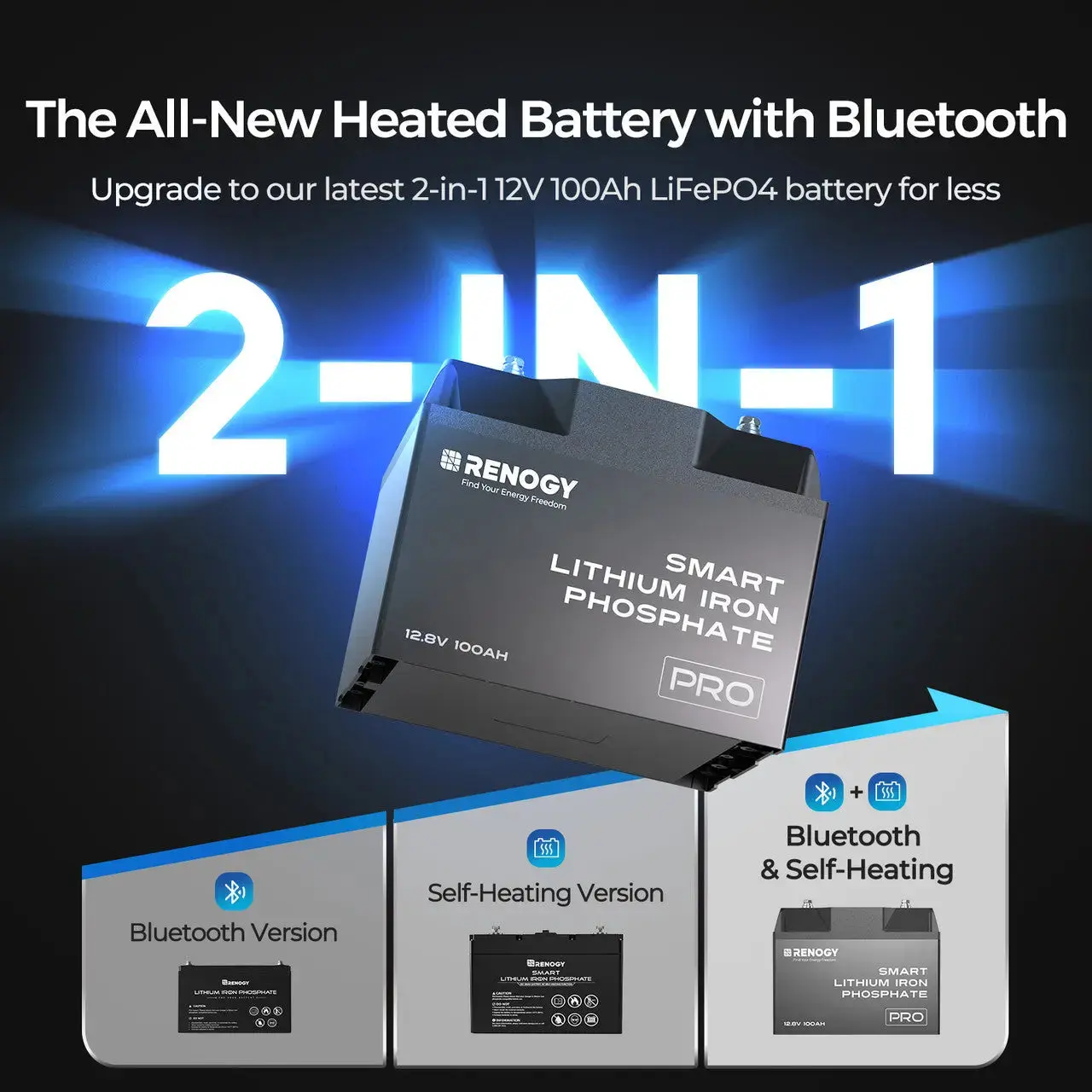 12V 100Ah Smart Lithium Iron Phosphate Battery w/Bluetooth & Self-heating Function | Pro Series - Image 8